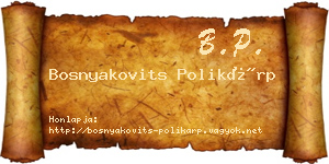 Bosnyakovits Polikárp névjegykártya